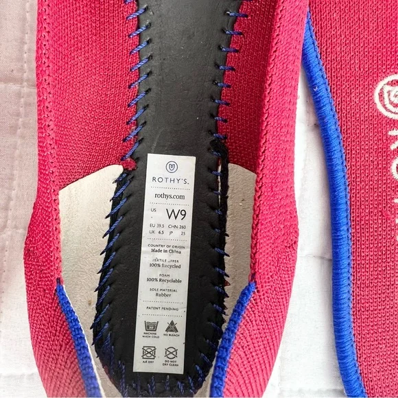 Rothy’s The Flat Rounded Toe Ballet Flat in Red Size 9 Washable - Picture 10 of 10